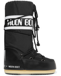 Moon Boot Shell Piqu And Faux Leather Snow Boots Black