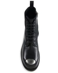 Alexander McQueen Steel Toe Leather Lace Up Boots
