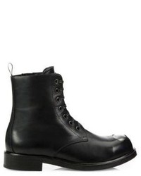 Alexander McQueen Steel Toe Leather Lace Up Boots