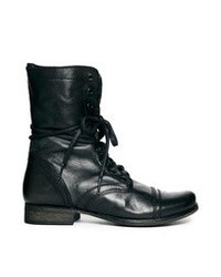 Steve Madden Black Troopa Lace Up Boots