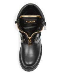Balmain Taiga Leather Velvet Boots