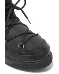 Moncler Textured Leather And Shell Boots Black
