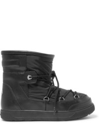 Moncler Textured Leather And Shell Boots Black