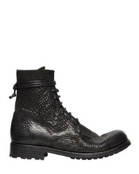 Textured Leather Lace Up Boots