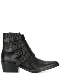 Toga Pulla Black Leather Black Buckle Boots Limited Edition