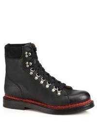 Gucci Tracker Wool Lined Leather Suede Lace Up Boots