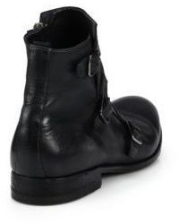 Alexander McQueen Triple Monk Strap Leather Ankle Boots