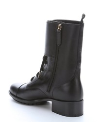 Valentino Black Leather Studded Combat Ankle Boots