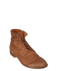 Officine Creative Washed Leather Lace Up Ankle Boots