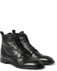 Alexander McQueen Washed Leather Lace Up Boots