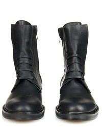 Ys By Yohji Yamamoto Lace Up Leather Ankle Boots