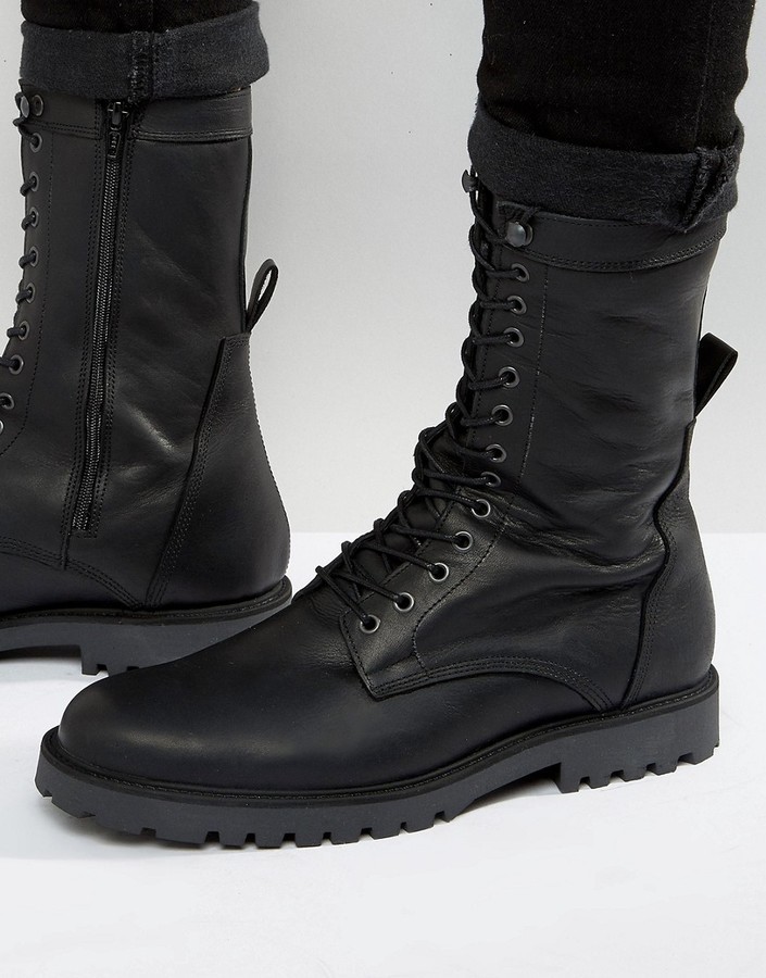 Terrible bomb Equip Zign Shoes Zign Leather Military Lace Up Boots, $136 | Asos | Lookastic