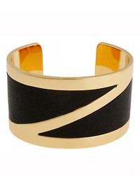 Rachel Zoe 12k Gold Plate And Leather Cuff Bracelet