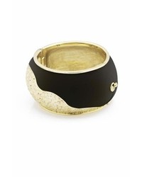 Belle Noel by Kim Kardashian 14kt Gold Large Leather And Nugget Cuff In Black