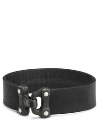David Yurman 185mm Anvil Wide Leather Bracelet Black