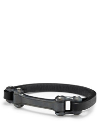 David Yurman 65mm Leather Anvil Id Bracelet Black