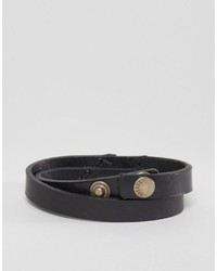 Diesel A Linup Double Leather Bracelet In Black