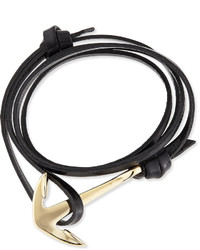 Miansai Anchor Leather Bracelet Black