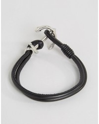Seven London Anchor Leather Bracelet In Black