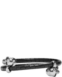 Alexander McQueen Black Braided Double Skull Bracelet