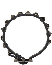 Valentino Black Garavani Leather Rolling Rockstud Bracelet