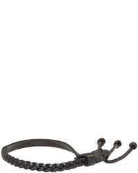 Alexander McQueen Black Leather Braided Bracelet