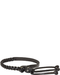 Alexander McQueen Black Leather Braided Bracelet