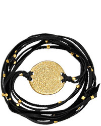 Ettika Black Leather Coin Wrap Bracelet