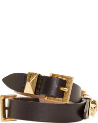 Alexander McQueen Black Leather Double Wrap Bracelet