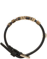 Versace Black Leather Logo Bracelet