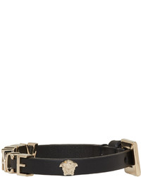 Versace Black Leather Logo Bracelet