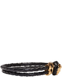 Versace Black Leather Medusa Bracelet