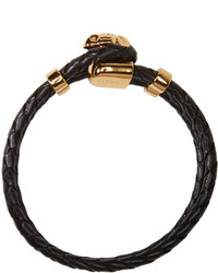 Versace Black Leather Medusa Bracelet
