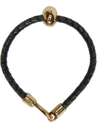 Alexander McQueen Black Leather Skull Bracelet