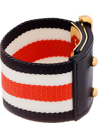 Marni Black Leather Striped Grosgrain Bracelet