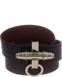 Givenchy Black Leather Triple Wrap Obsedia Bracelet