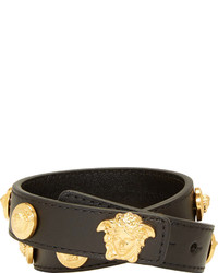 Versace Black Leather Wrap Bracelet