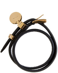 Prada Black Saffiano Double Wrap Bracelet