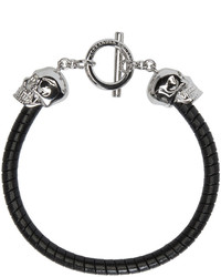 Alexander McQueen Black T Bar Skull Bracelet