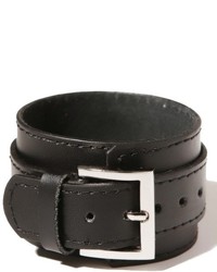 ChicNova Black Wide Leather Bracelet With Pin Buckle Detail