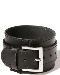 ChicNova Black Wide Leather Bracelet With Pin Buckle Detail