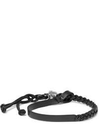 Alexander McQueen Braided Leather And Silver Tone Bracelet