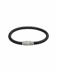 Jan Leslie Braided Leather Magnetic Bracelet Black