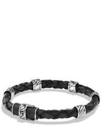 David Yurman Cable Collection Sterling Silver Leather Bracelet