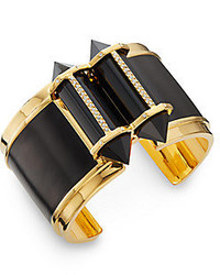 CC Skye Onyx Leather Inlay Cuff Bracelet