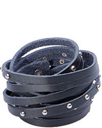 ChicNova Black Skinny Leather Rivets Wrap Bracelet