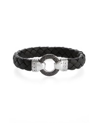 John Hardy Classic Chain Ring Clasp Leather Bracelet