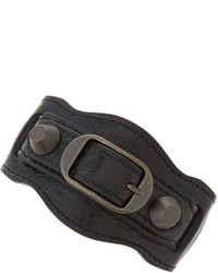 Balenciaga Classic Leather Single Strap Bracelet Black