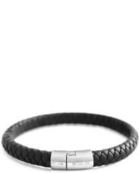 Tateossian Cobra Braided Leather Bracelet Black