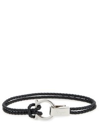 Salvatore Ferragamo Double Braided Gancini Leather Bracelet